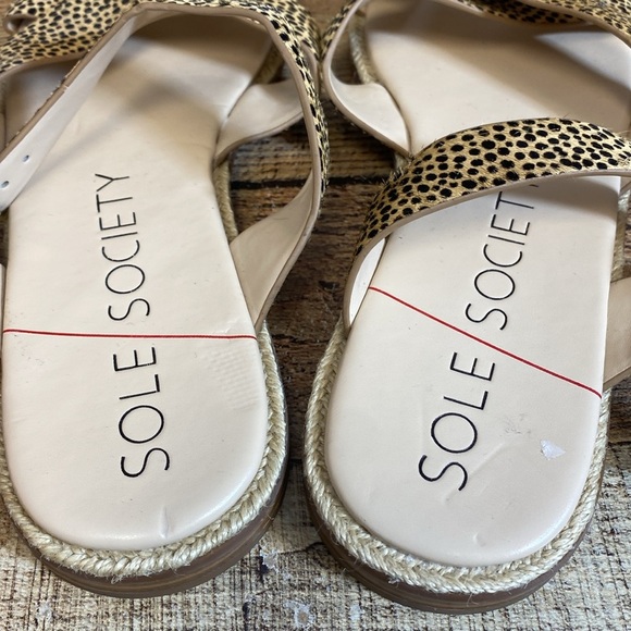 Sole Society Saden Strappy Sandals Women Size 10M Tan Black Cheetah Print Buckle - Picture 8 of 11